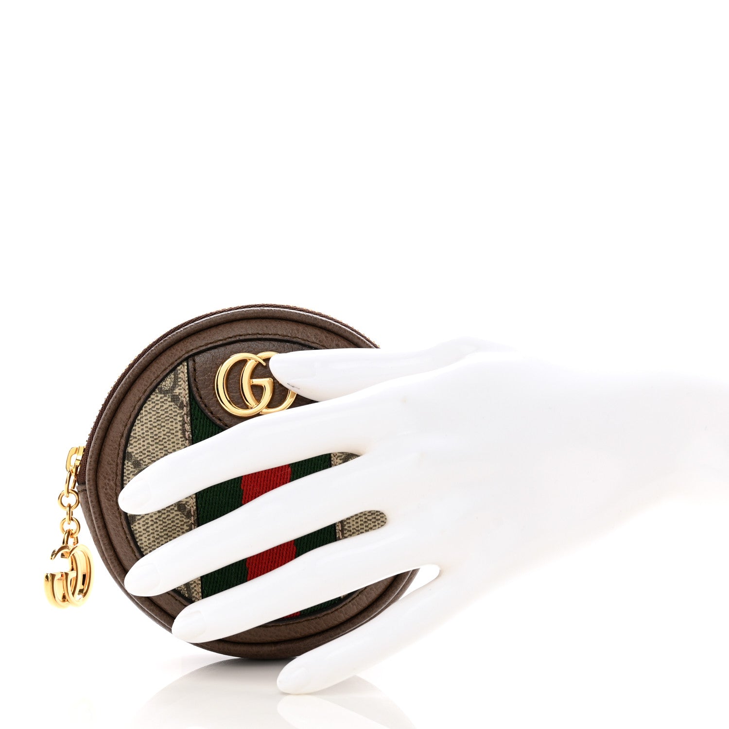 Gucci GG Supreme Monogram Web Ophidia Round Coin Purse Beige New Acero 2 of 8