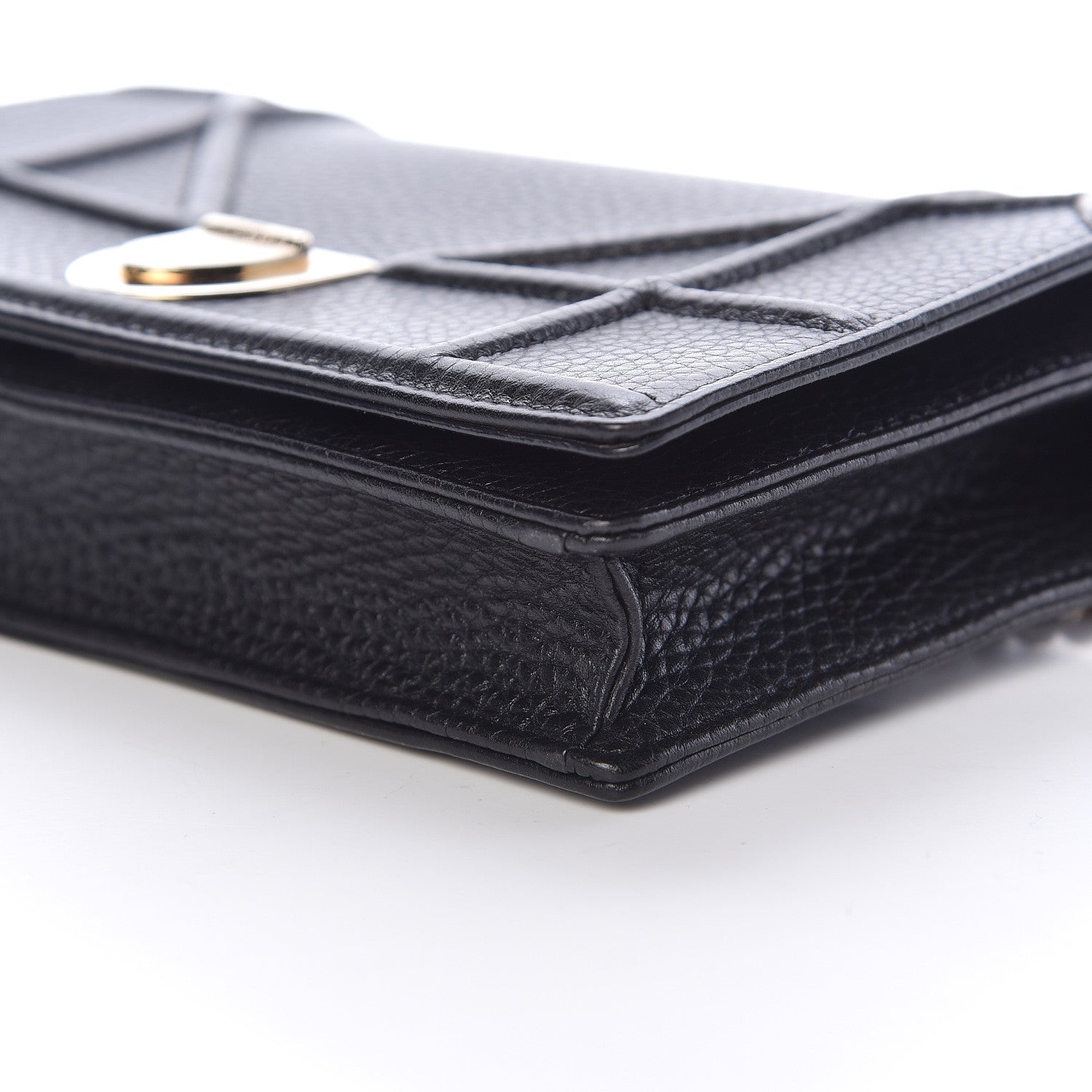 Christian Dior Grained Calfskin Diorama Wallet on Chain Pouch Black 10 of 10