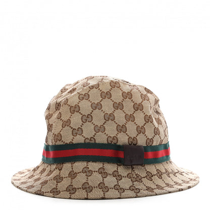 Gucci Monogram Web Bucket Hat XL Brown 1 of 9