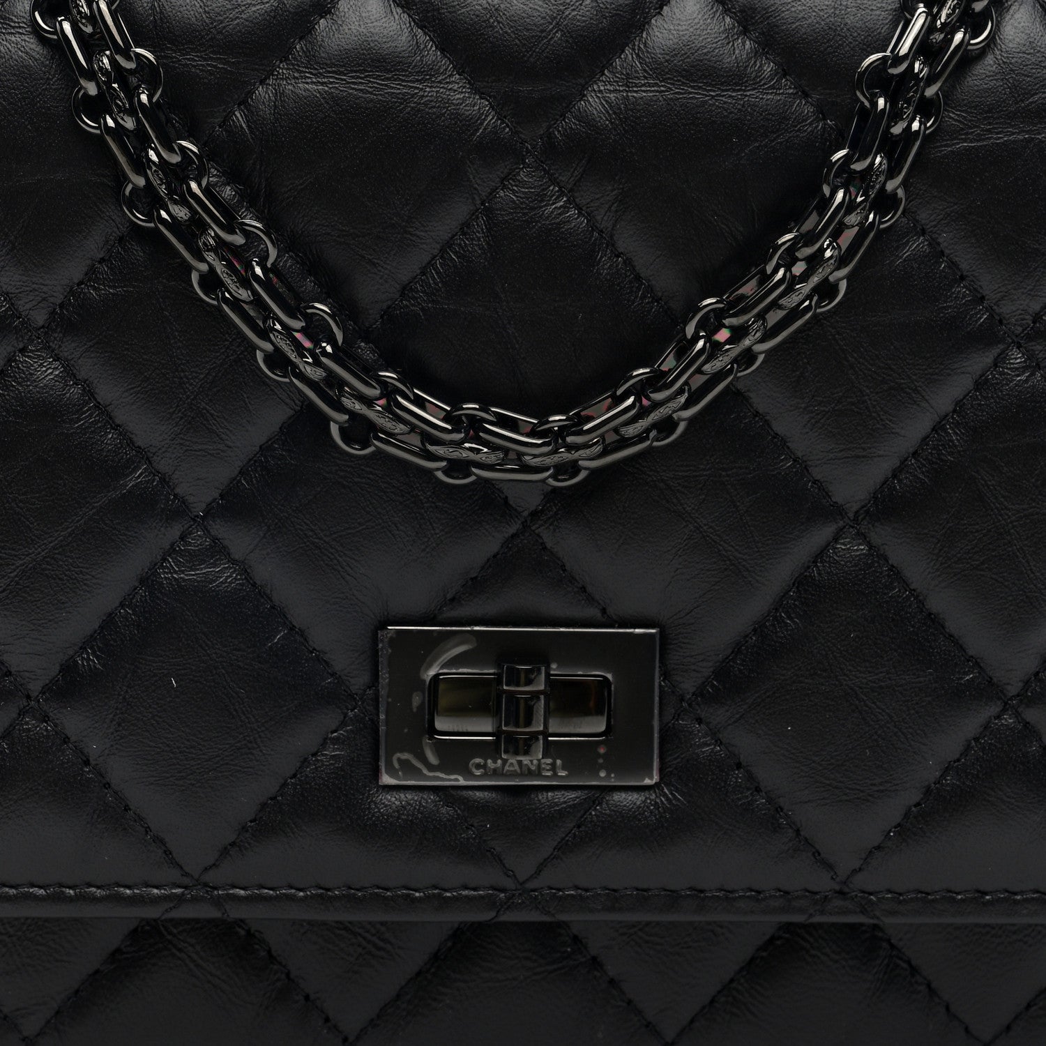 Chanel Aged Calfskin Quilted Reissue Wallet On Chain WOC So Black 8 of 11