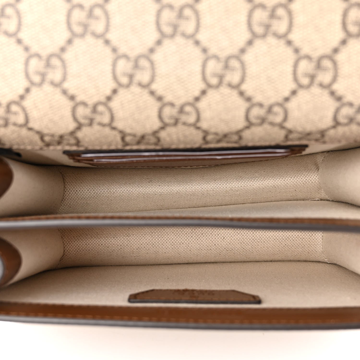 Gucci GG Supreme Monogram Azalea Calfskin Mini Retro Interlocking G Flap Shoulder Bag Beige Ebony Brown Sugar 5 of 9