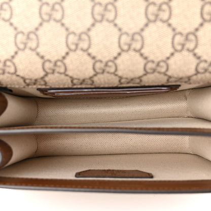 Gucci GG Supreme Monogram Azalea Calfskin Mini Retro Interlocking G Flap Shoulder Bag Beige Ebony Brown Sugar 5 of 9