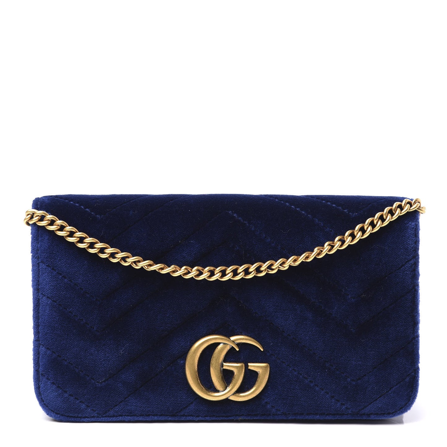 Velvet Matelasse GG Marmont Mini Bag Cobalt Blue