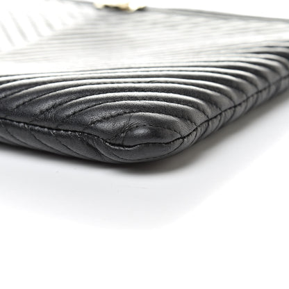 Chanel Calfskin Chevron Medium Boy Cosmetic Case Black 9 of 11