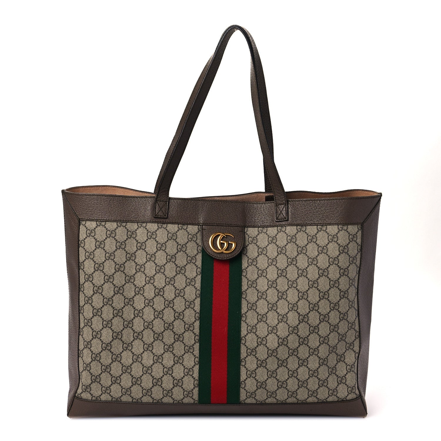 Gucci GG Supreme Monogram Web Ophidia Tote Brown 1 of 11