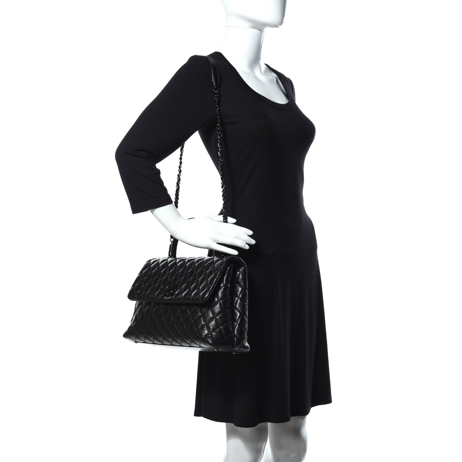 Chanel Caviar Quilted Medium Coco Handle Flap So Black 2 of 10