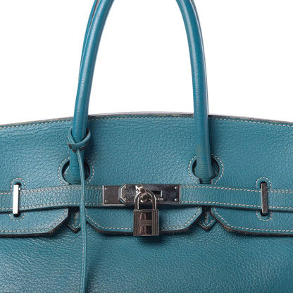 Hermes Taurillon Clemence Birkin 35 Bleu Jean 26 of 27