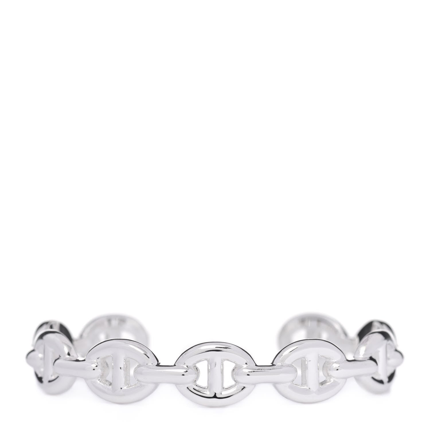 Hermes Sterling Silver MM Chaine d'Ancre Enchainee Cuff Bracelet SH 1 of 7