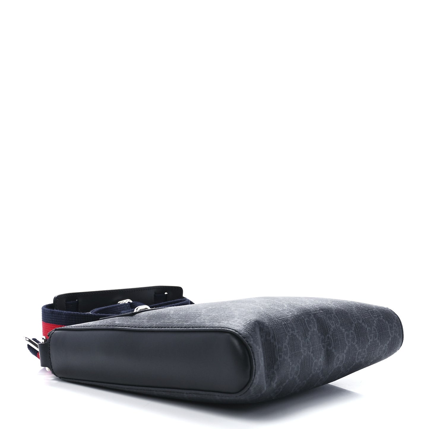 GG Supreme Monogram Web Small Flat Messenger Bag Black Grey