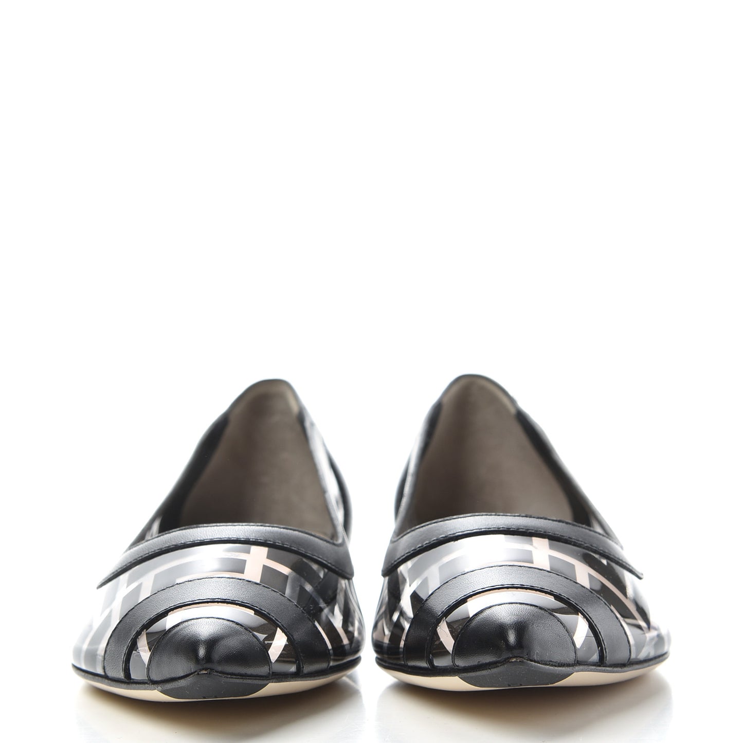 PVC Calfskin FF Colibri Ballerina Flats 37.5 Black