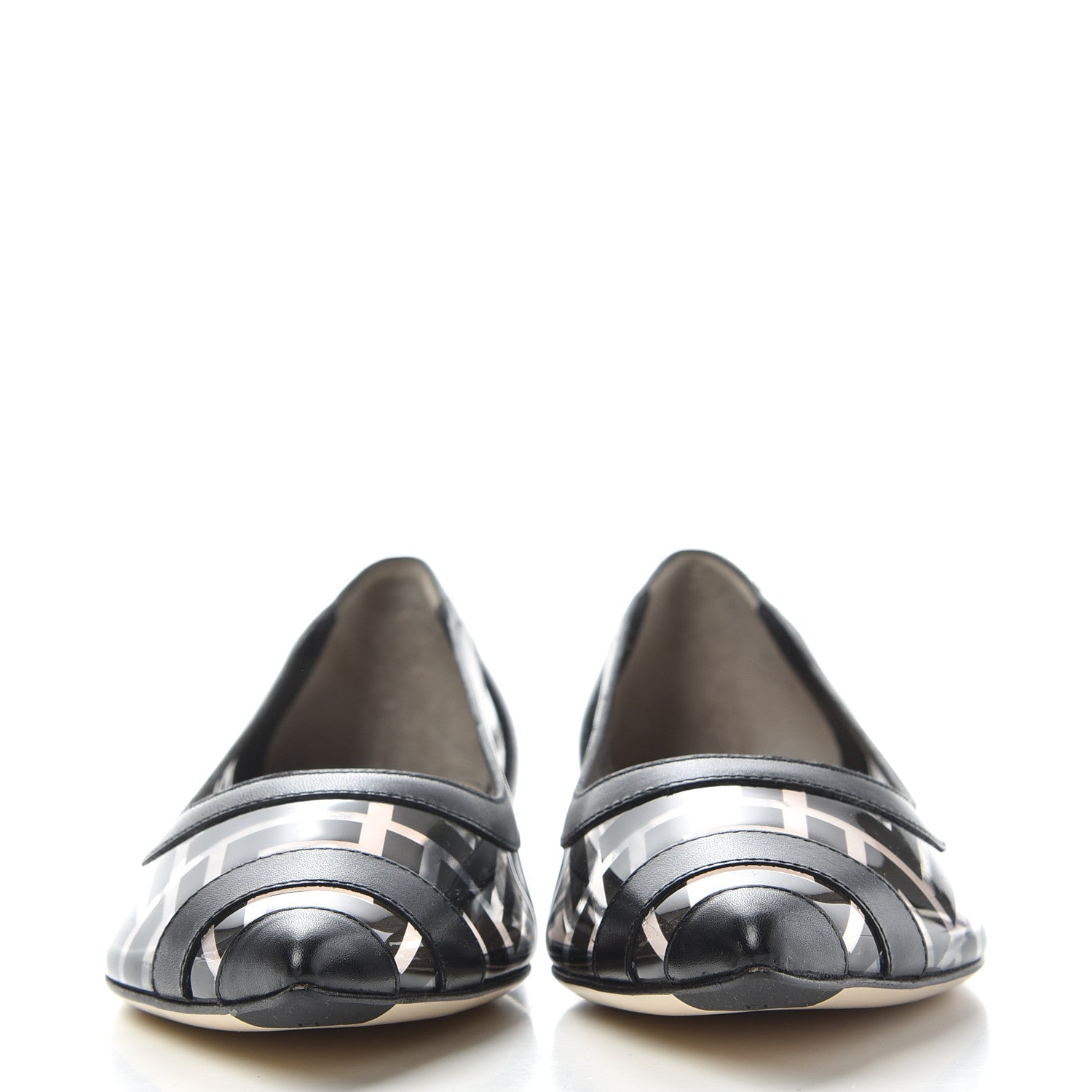 Fendi PVC Calfskin FF Colibri Ballerina Flats 37.5 Black 2 of 9