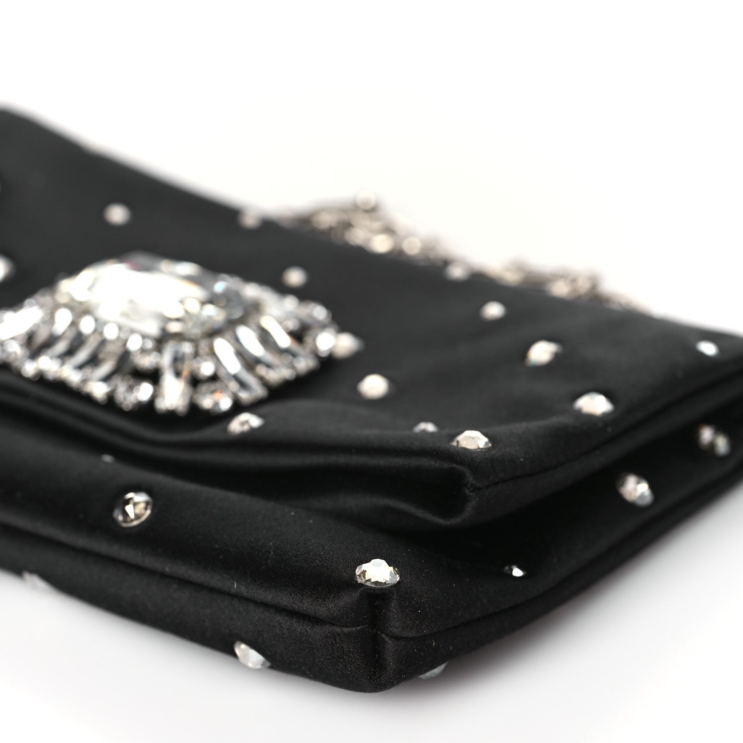 Jimmy Choo Satin Crystal Embellished Titania Clutch Black 9 of 9