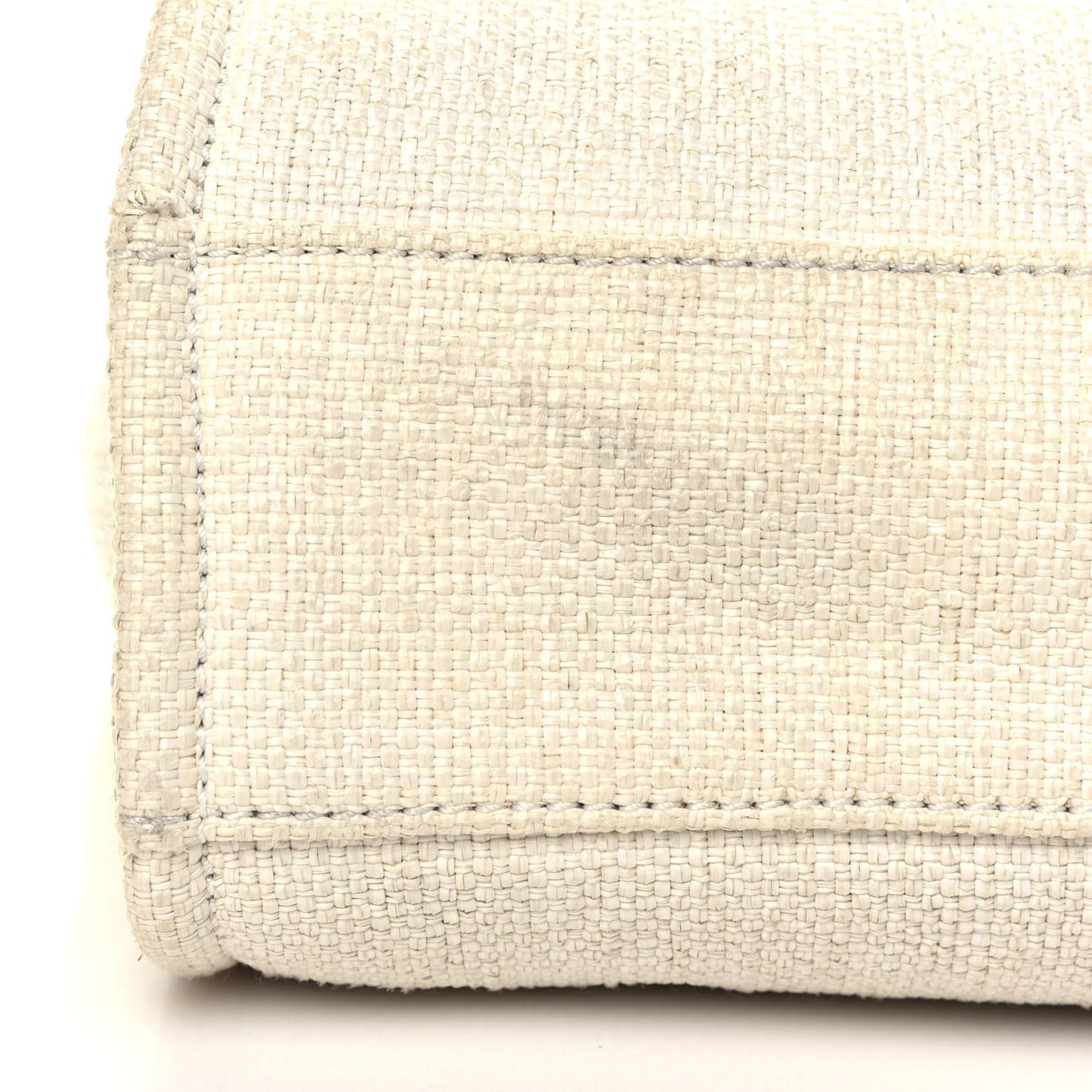 Woven Straw Raffia Small Deauville Tote White Navy