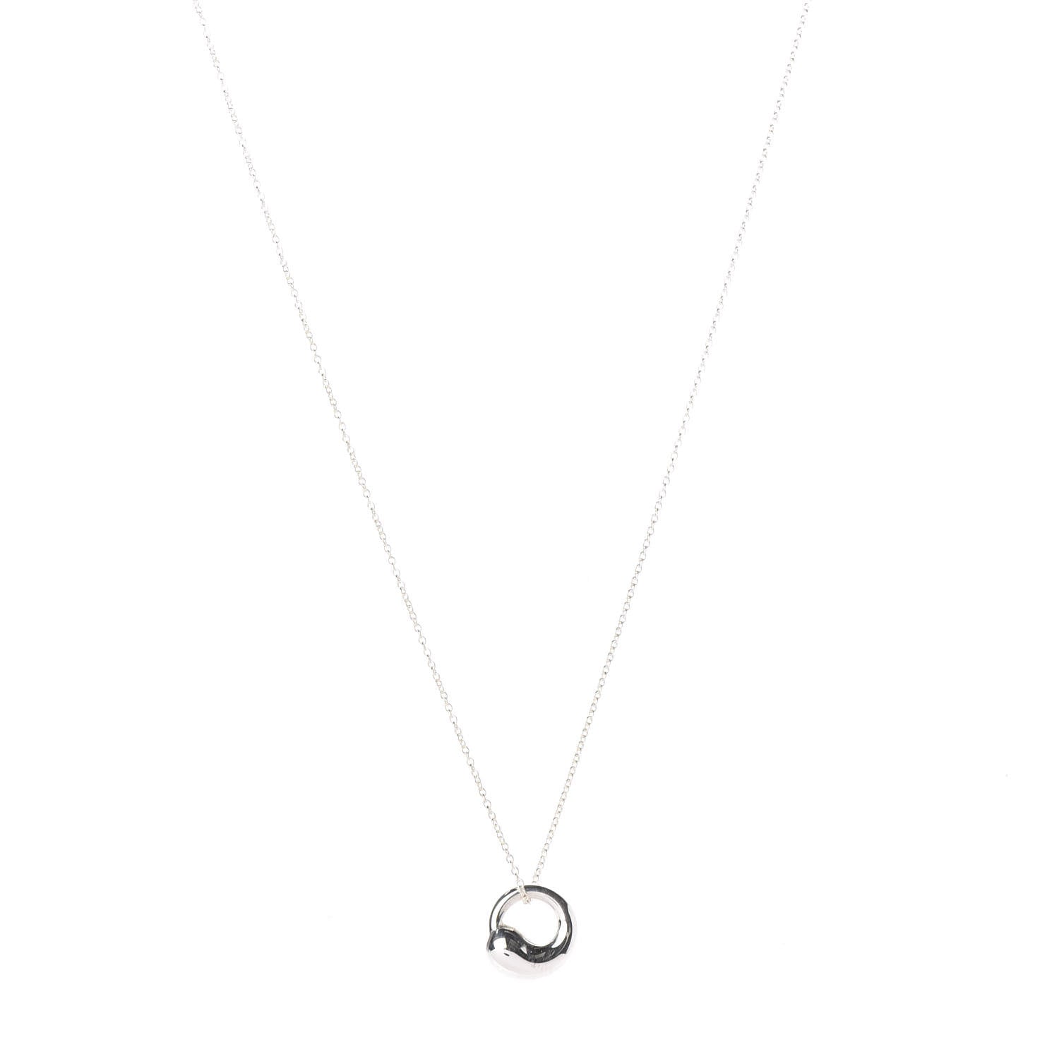 Tiffany Sterling Silver 12mm Elsa Peretti Eternal Circle Pendant Necklace 1 of 8