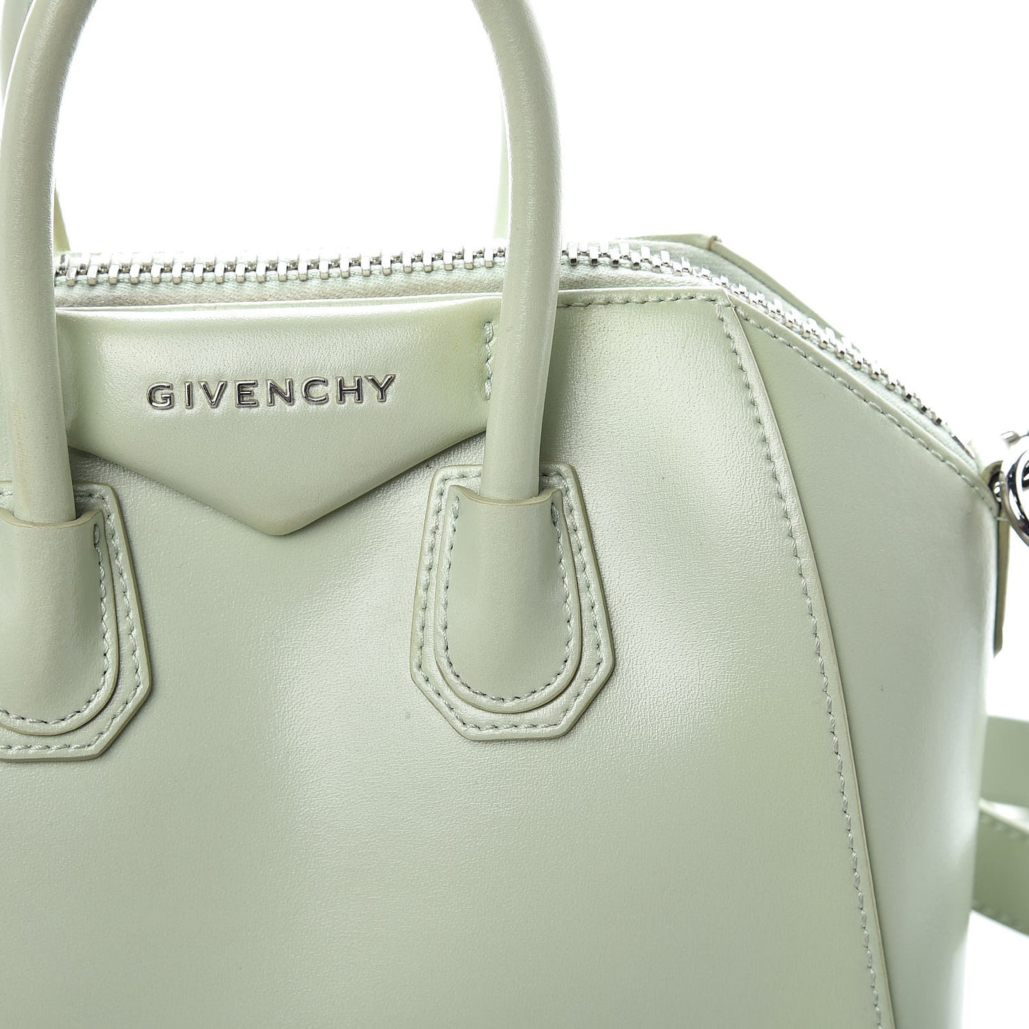 Shiny Lord Calfskin Mini Antigona Aqua Green