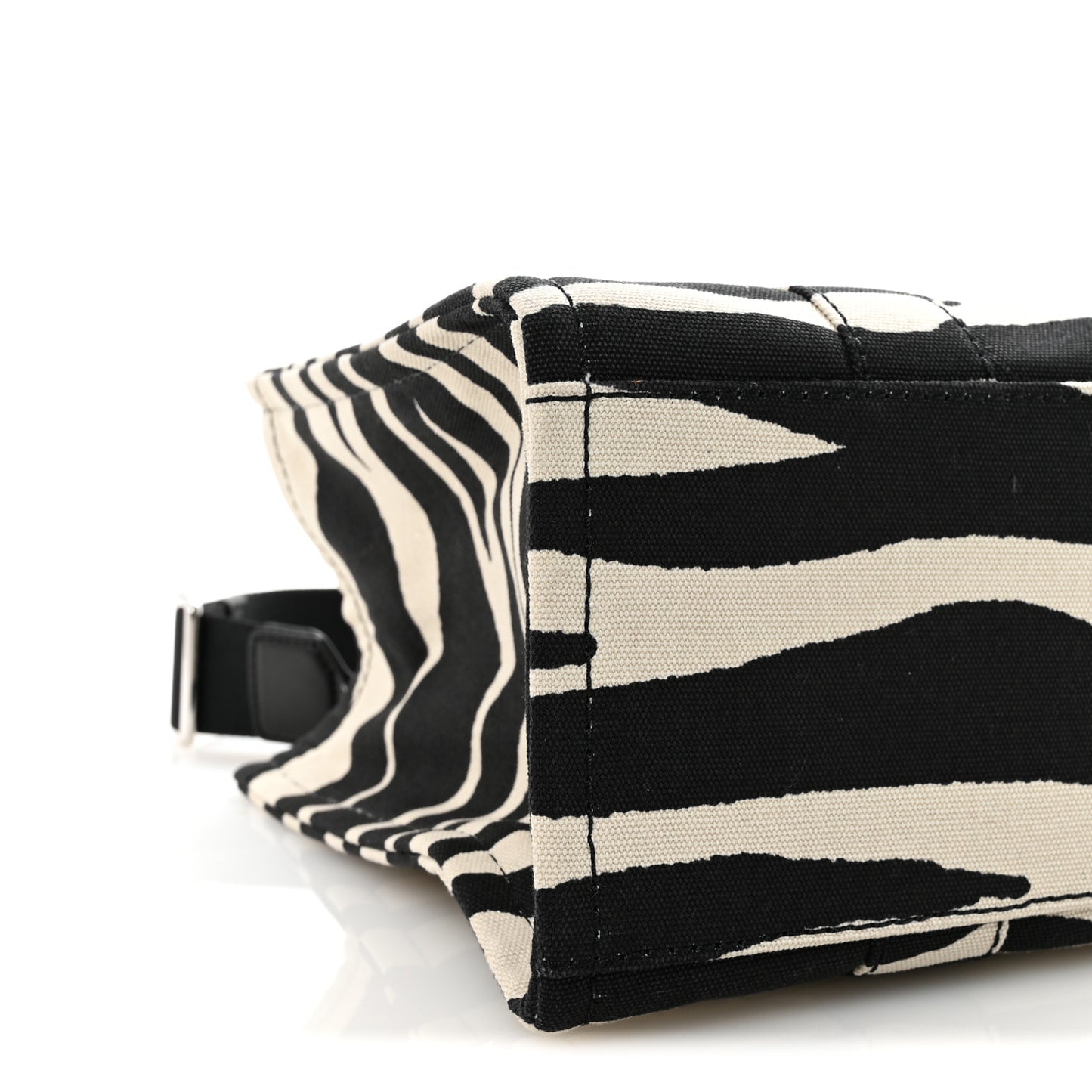 Cotton Canvas Zebra Tiger Print Medium The Traveler Tote Bag Black White