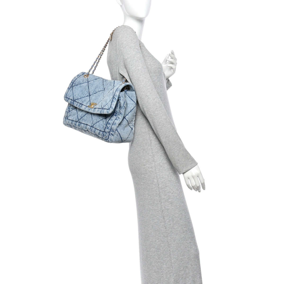 Chanel Washed Denim Quilted Flap Bag Blue 2 of 10