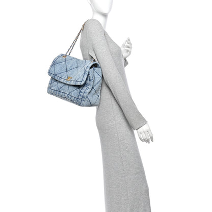 Chanel Washed Denim Quilted Flap Bag Blue 2 of 10