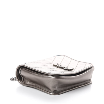 Saint Laurent Metallic Calfskin Matelasse Monogram Niki Chain Wallet Platinum 3 of 8