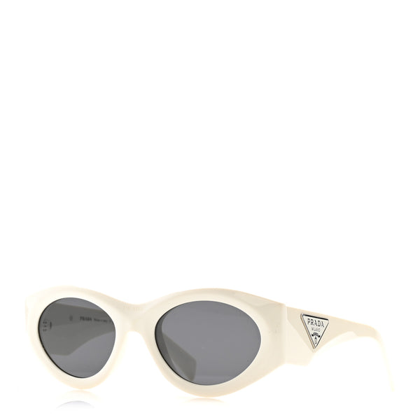 PRADA サングラス メタルゴールドフレーム ホワイトロゴ Prada Acetate Oval Symbole Sunglasses SPR 20Z White 1875327