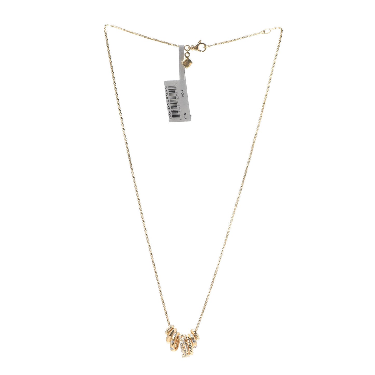 18K Yellow Gold Diamond Stax Rondelle Pendant Necklace