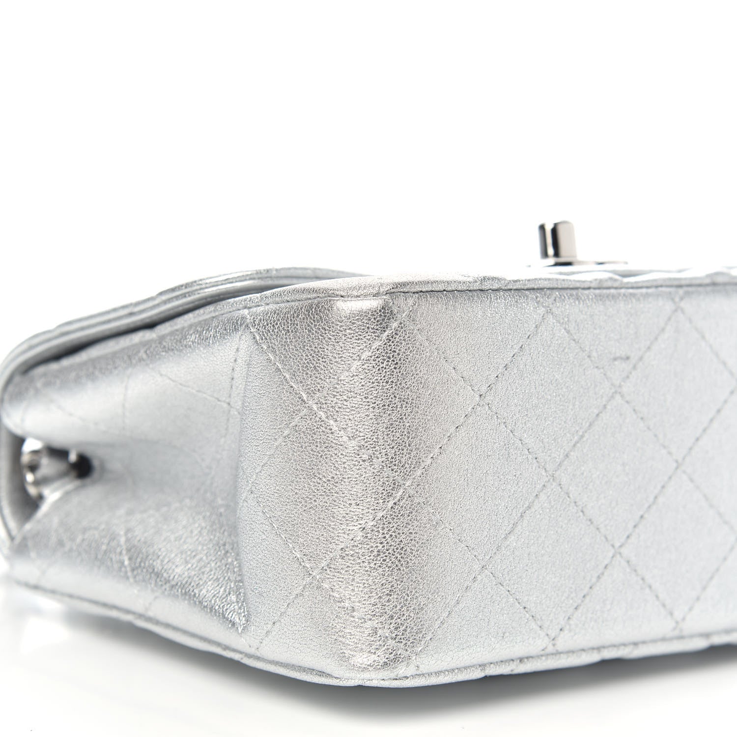 Chanel Metallic Lambskin Quilted Mini Square Flap Silver 7 of 9