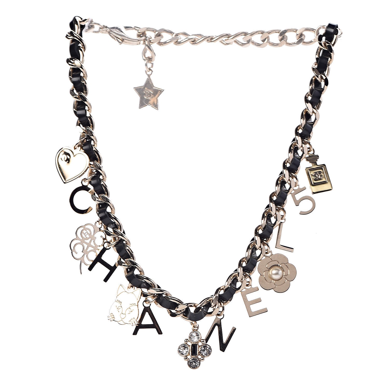 Chanel Lambskin Crystal CC Logo Charming Choker Gold Black 3 of 5