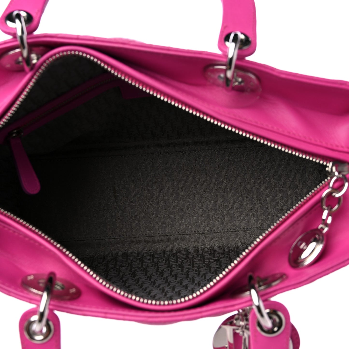 Lambskin Cannage Large Lady Dior Fuchsia