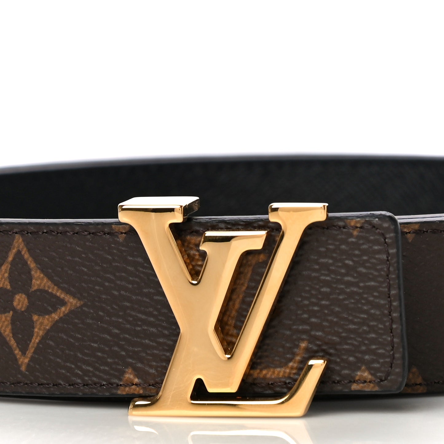 Calfskin Monogram 30mm LV Initiales Reversible Belt 75 30 Black