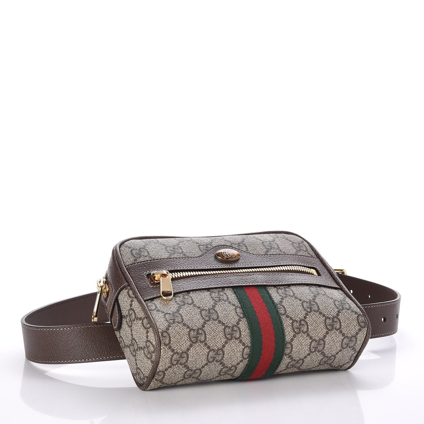 GG Supreme Monogram Web Small Ophidia Belt Bag 85 34 Dark Brown