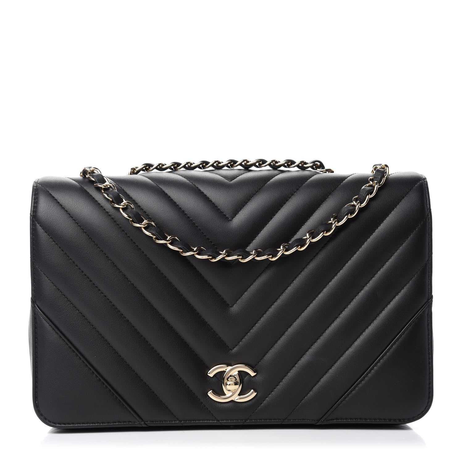 Chanel Calfskin Chevron Quilted Large Statement Flap Black 1 of 14