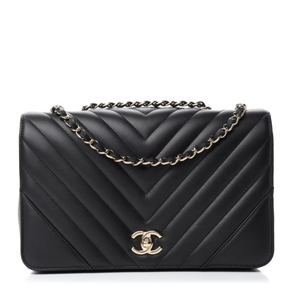 Chanel Calfskin Chevron Quilted Large Statement Flap Black 1 of 14