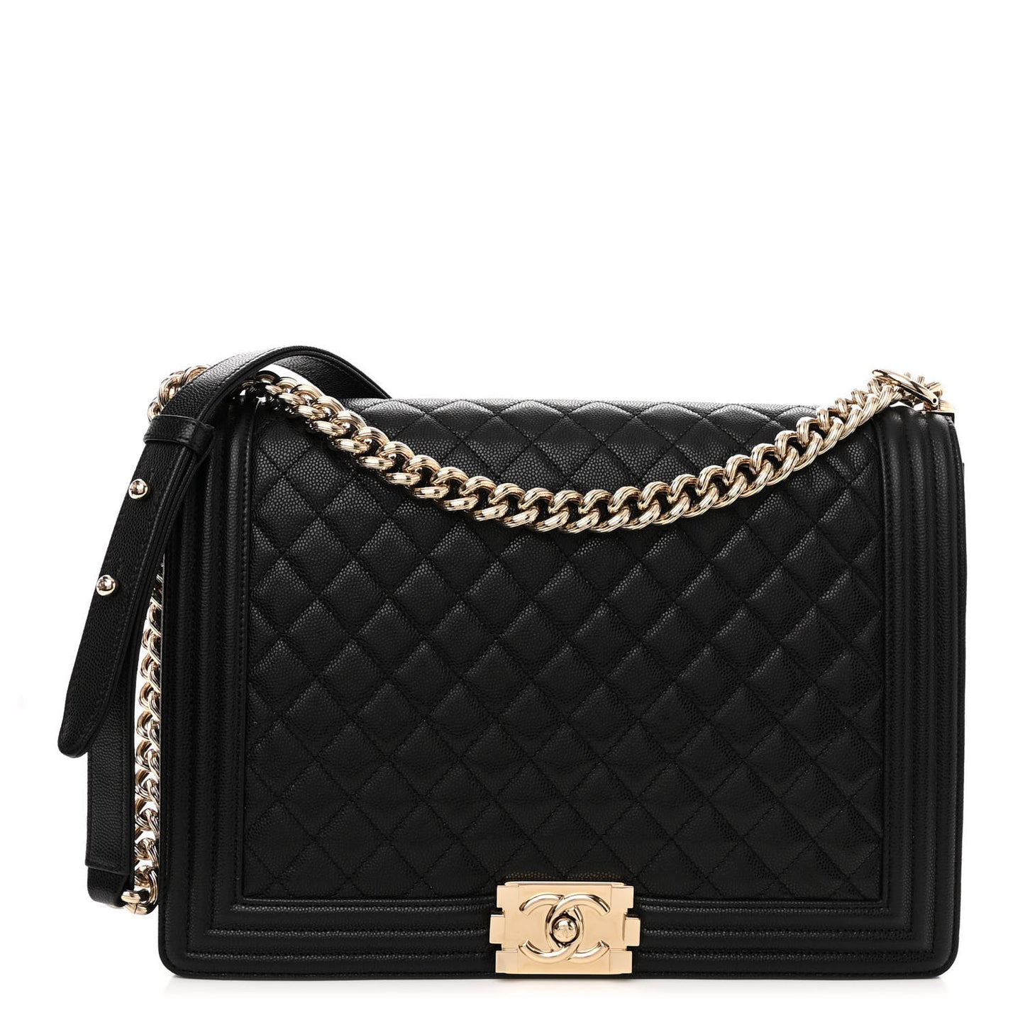 Caviar Quilted Large Boy Flap Black