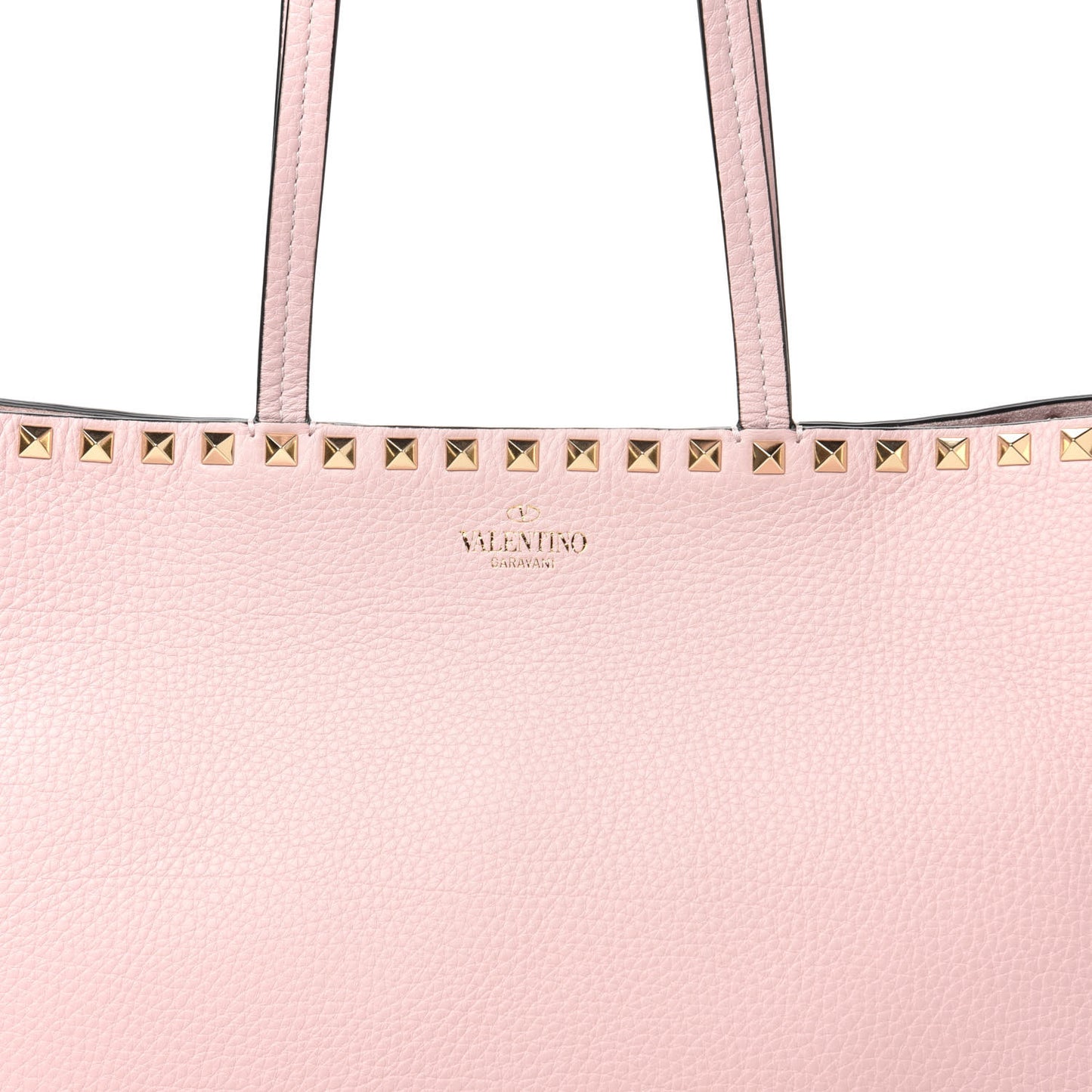 Grained Calfskin Small Rockstud Shoulder Tote Water Rose