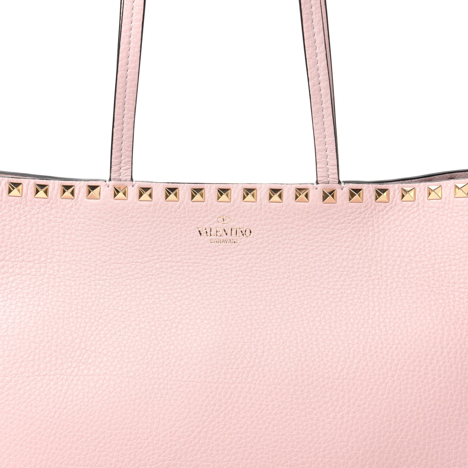 Valentino Garavani Grained Calfskin Small Rockstud Shoulder Tote Water Rose 9 of 9