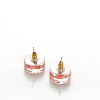 Chanel Resin CC Earrings Gold Transparent Pink 3 of 3