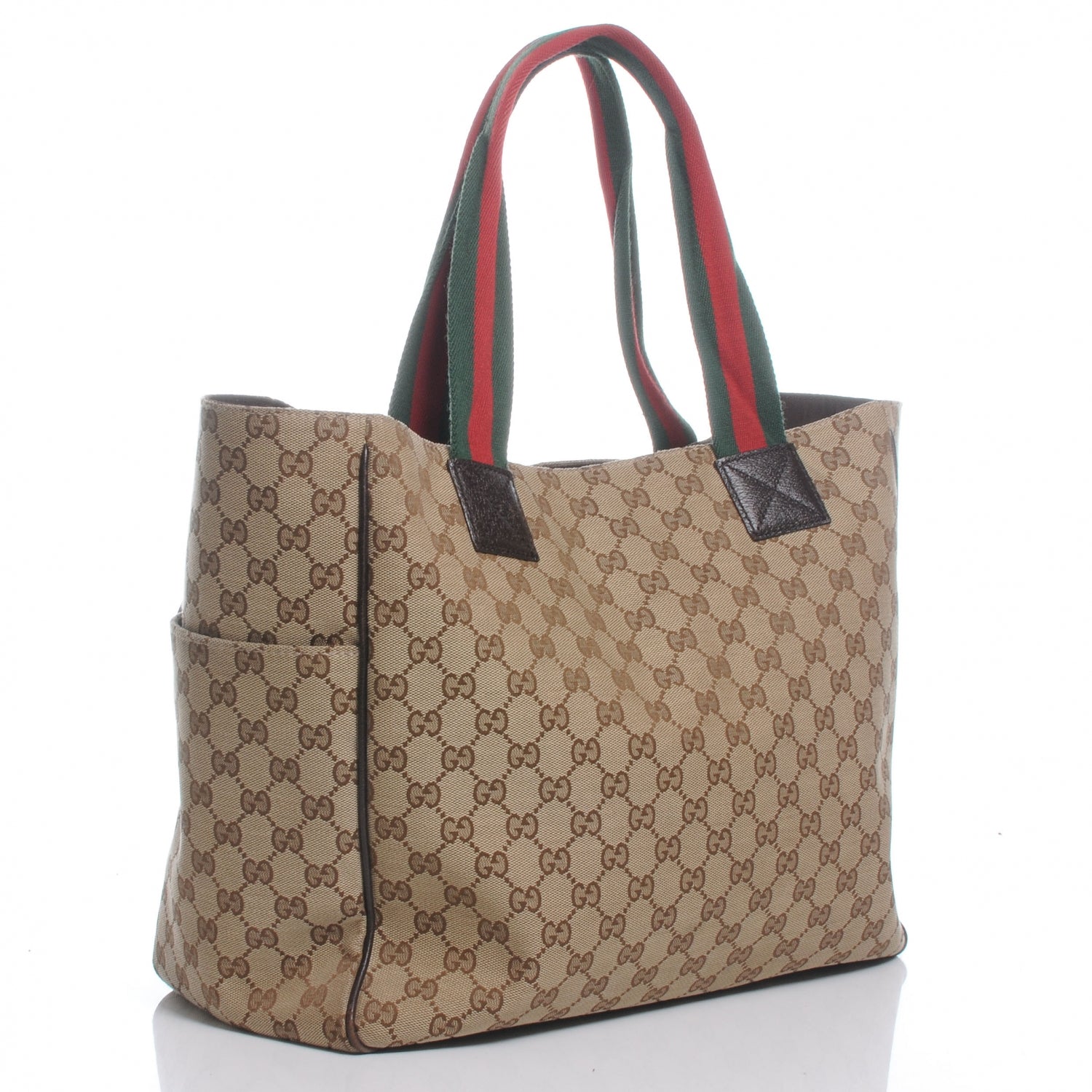 Gucci GG Monogram Medium Web Handle Double Pocket Tote Brown 3 of 7