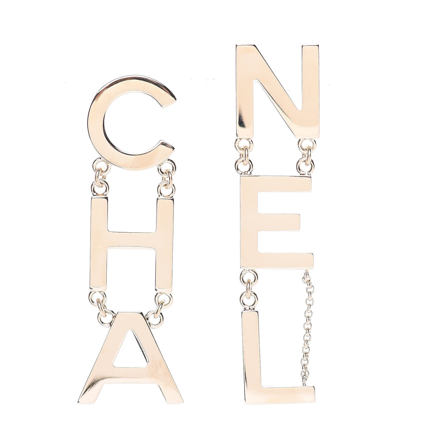 Chanel Metal Cha-Nel Logo Drop Earrings Gold 1 of 4