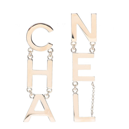Chanel Metal Cha-Nel Logo Drop Earrings Gold 1 of 4
