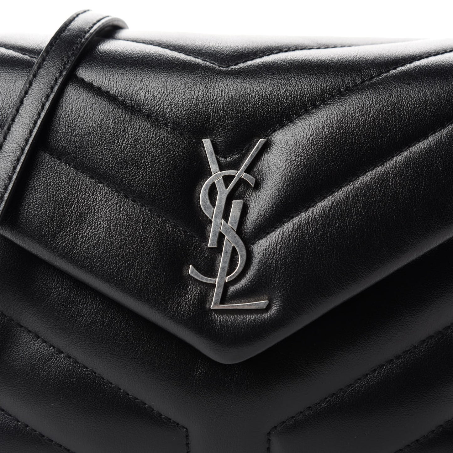Calfskin Y Quilted Monogram Toy Loulou Crossbody Bag Black
