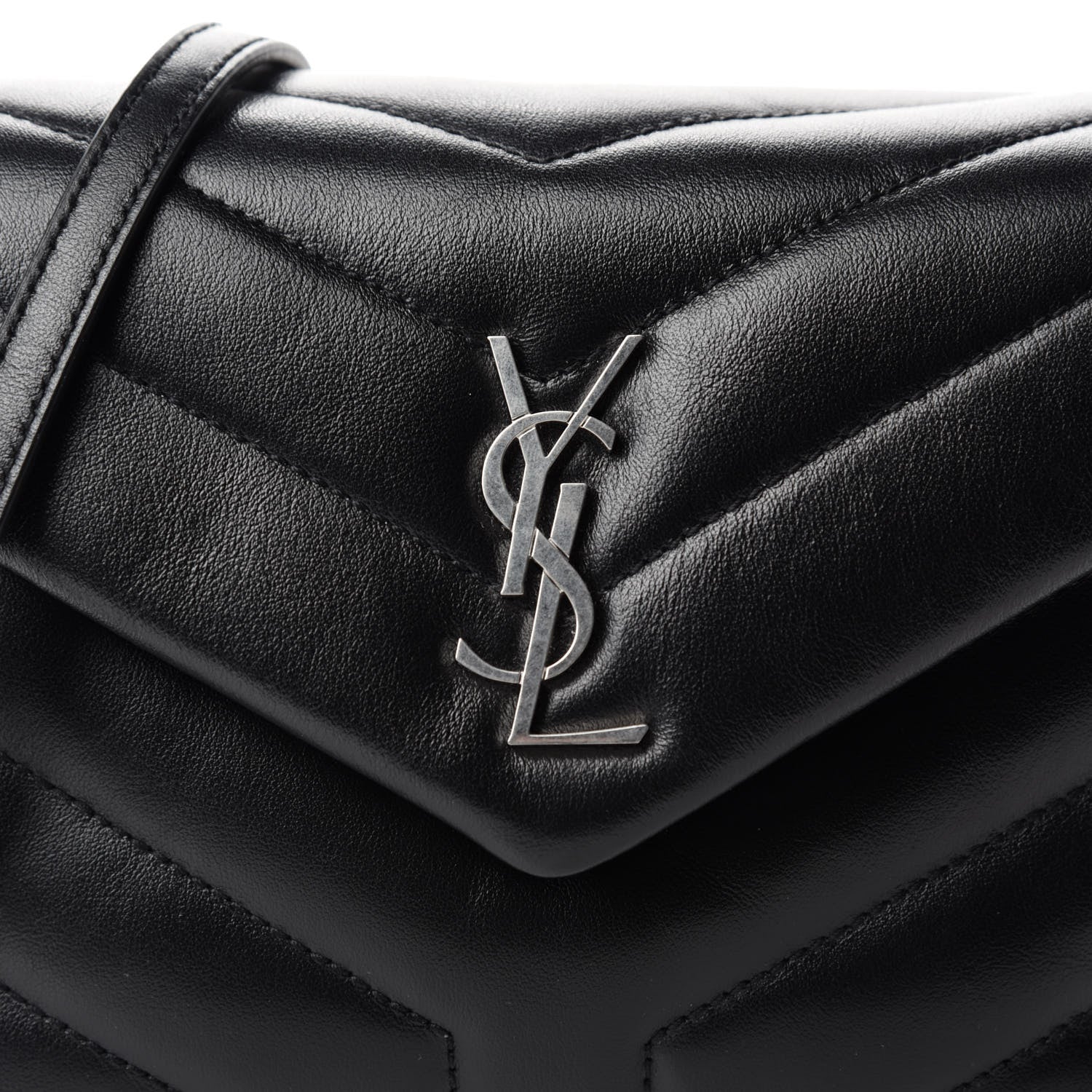 Saint Laurent Calfskin Y Quilted Monogram Toy Loulou Crossbody Bag Black 11 of 11