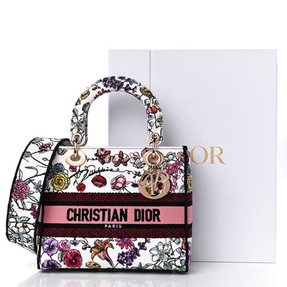 Christian Dior Canvas Florilegio Embroidered Medium Lady D-Lite White Multicolor 9 of 9
