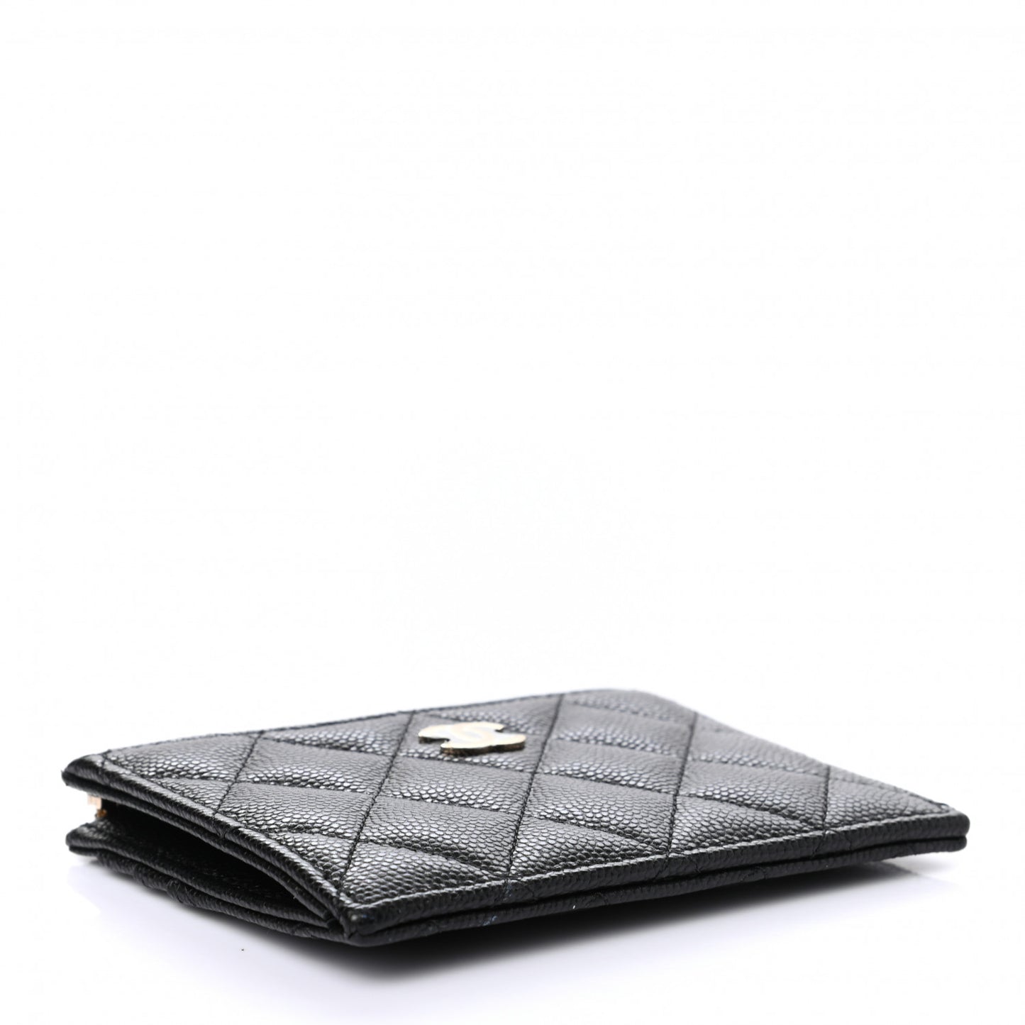 Caviar Quilted CC Zip Card Holder Black