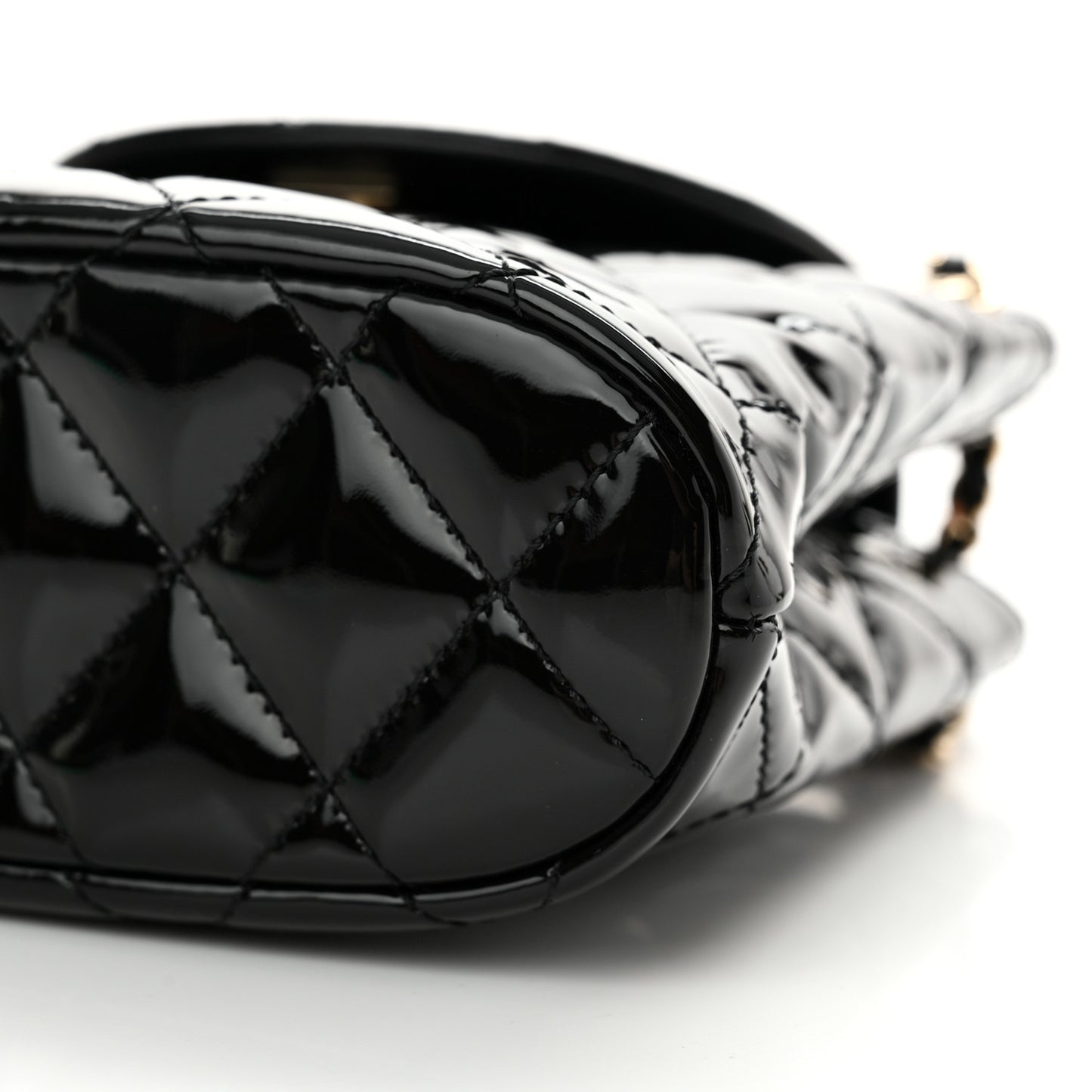 Patent Quilted Shiny Coco Small Flap Hobo Black