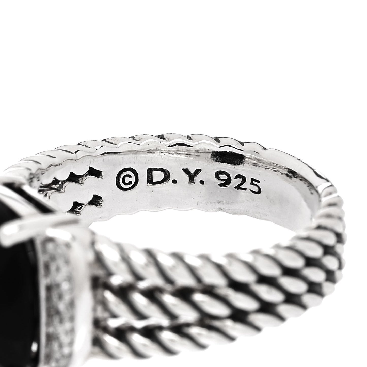 Sterling Silver Diamond Black Onyx 10mm Petite Wheaton Ring 49 5