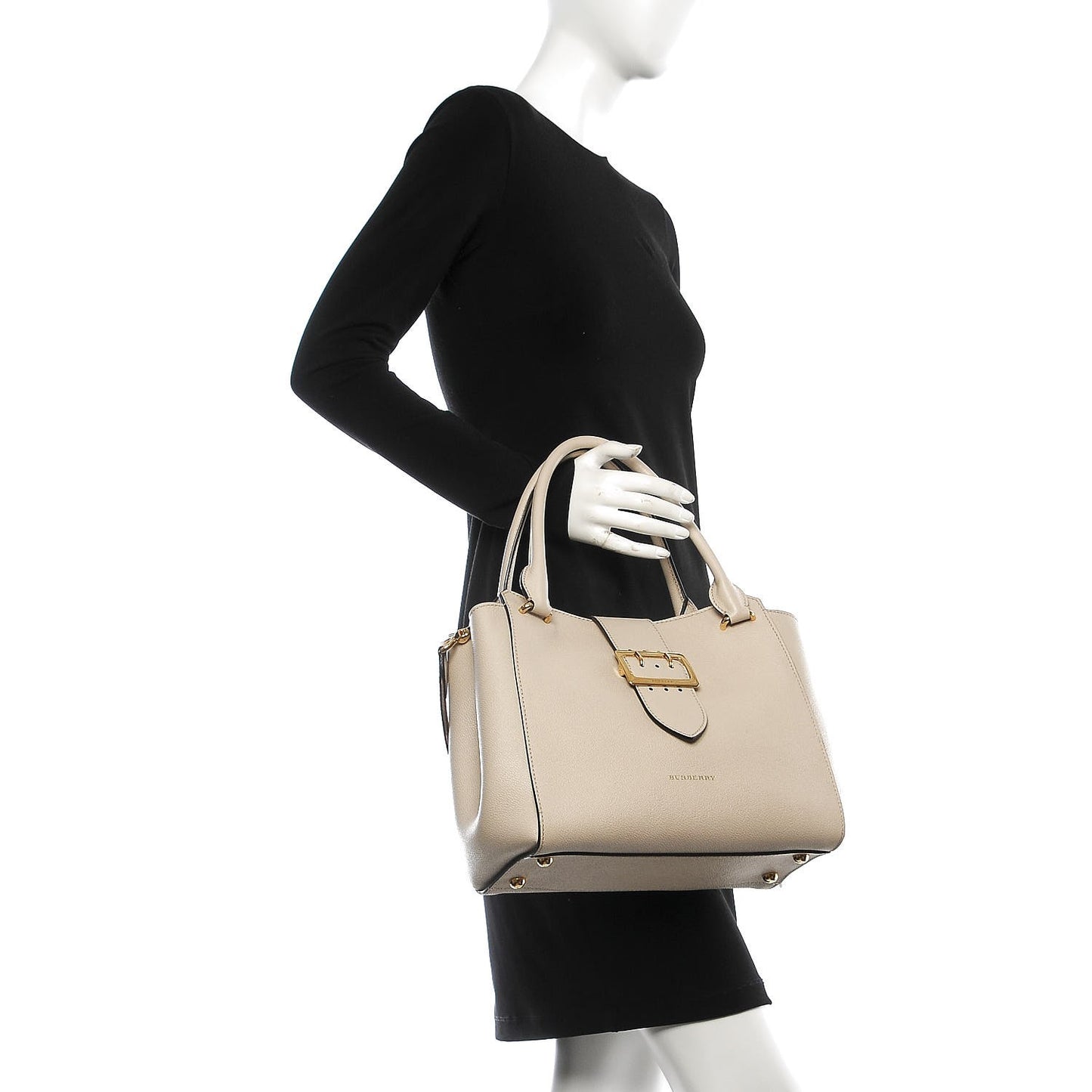 Soft Grain Calfskin Medium Buckle Tote Limestone