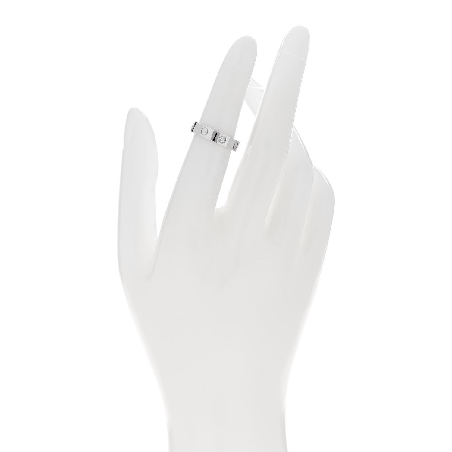 Cartier 18K White Gold Diamond 4mm LOVE Wedding Band Ring 49 5 2 of 5