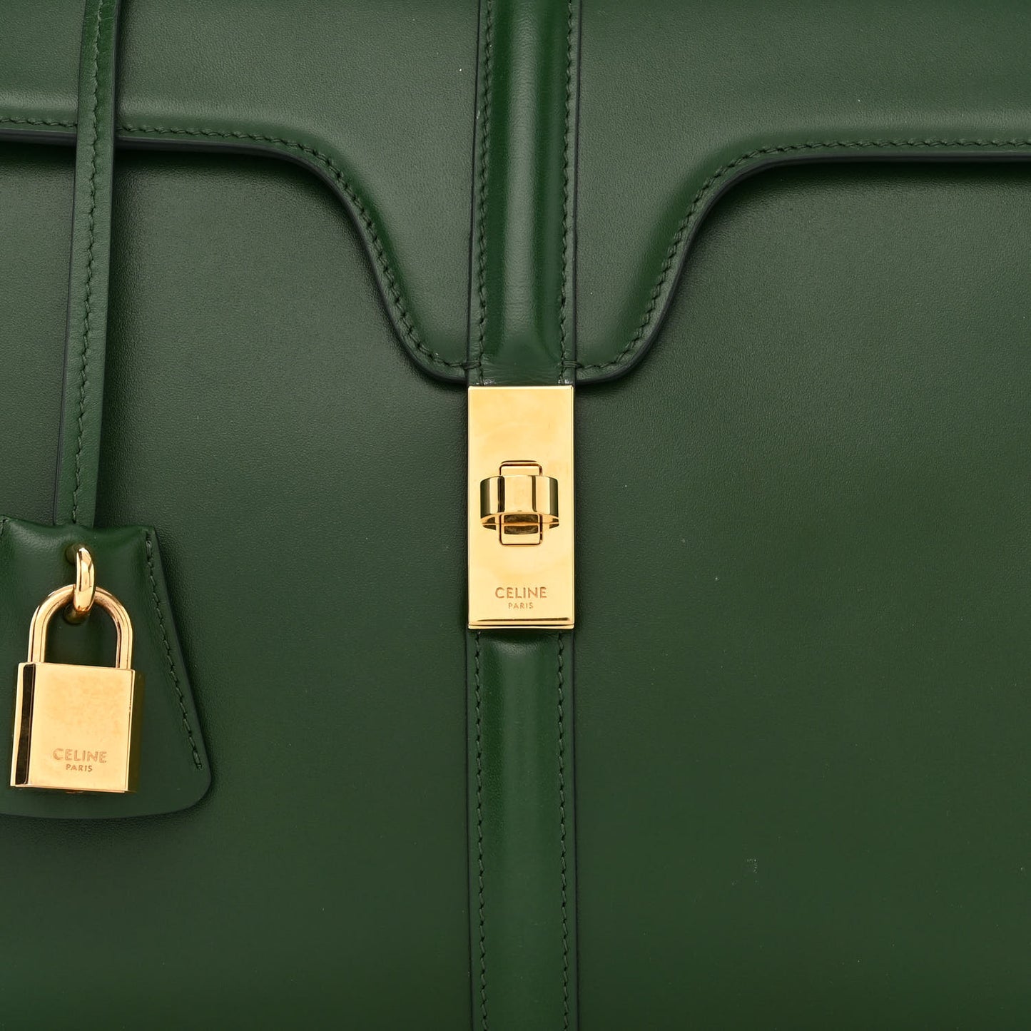 Satinated Calfskin Medium 16 Top Handle Bag Forest