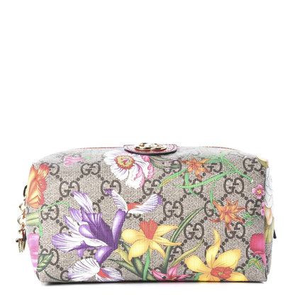 Gucci Soft GG Supreme Monogram Flora Calfskin Medium Ophidia Cosmetic Case Beige Ebony Multicolor Rosso 1 of 10