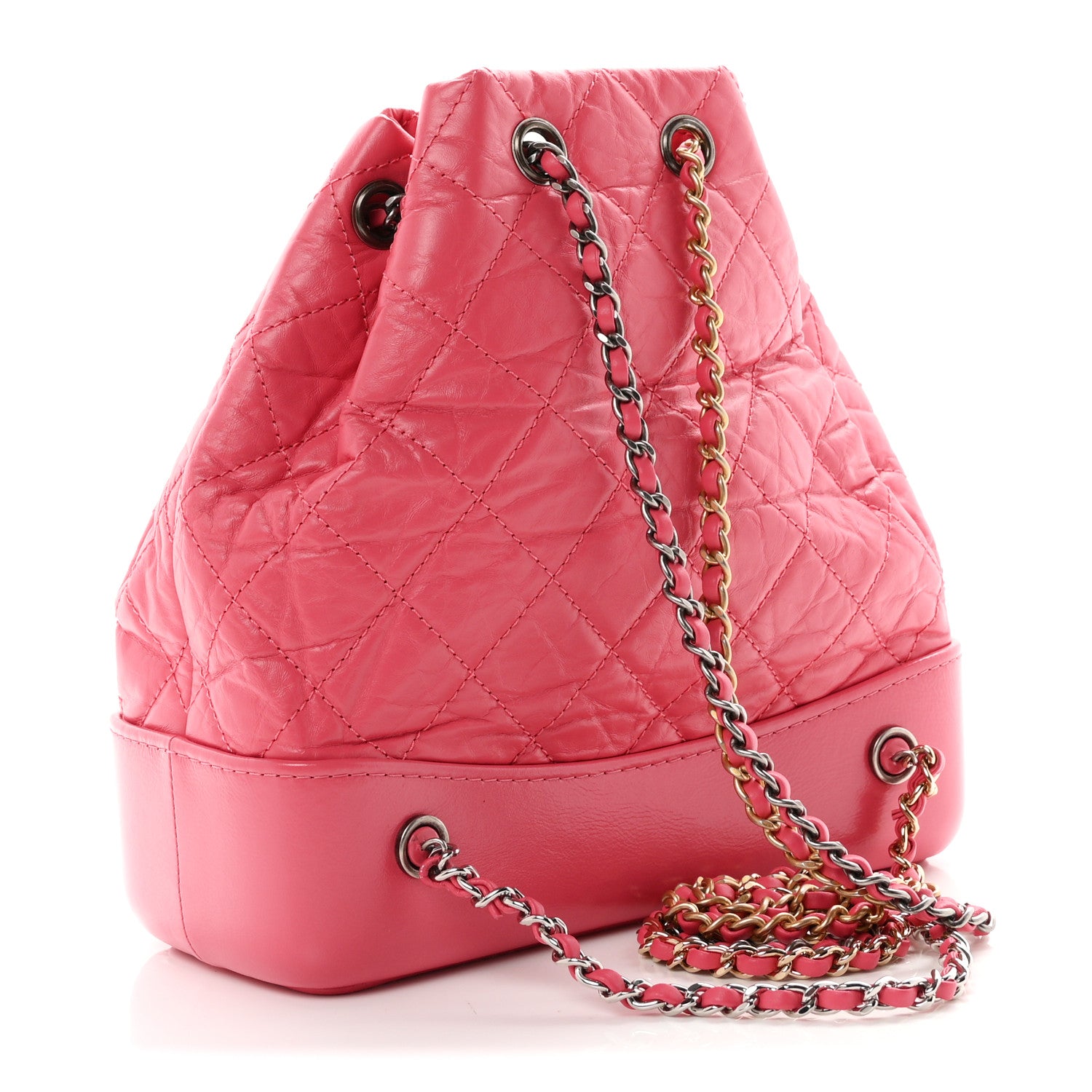 Chanel Aged Calfskin Quilted Small Gabrielle Backpack Dark Pink 2 of 9